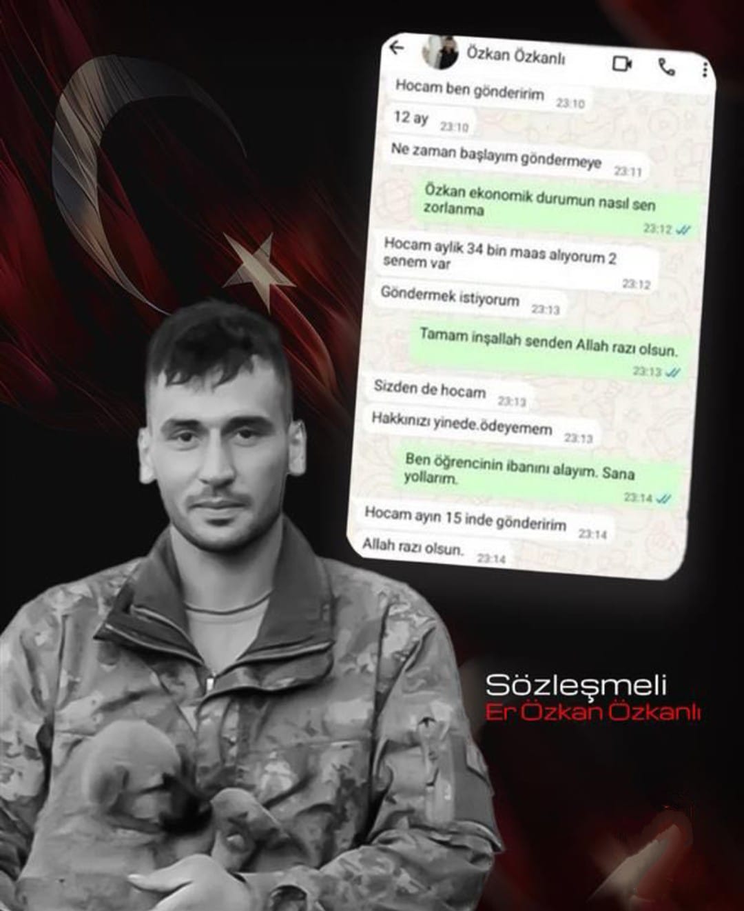 Pençe-Kilit Harekâtı bölgesinde şehit düşen Piyade Sözleşmeli Er Özkan Özkanlı’nın,