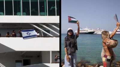 Yunanistan’ın Rodos Adası’nda, İsrailli turistleri taşıyan bir gemi, ada halkının