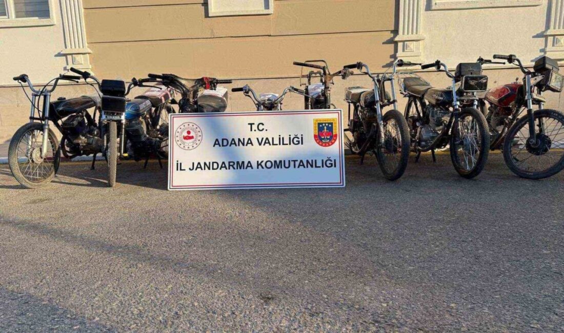 Adana’da jandarma ekipleri plakasız ve şasesi kazınmış 8 motosiklet ele