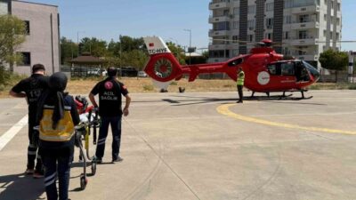Diyarbakır’ın Çermik ilçesinde kalp krizi geçiren yaşlı hasta, ambulans helikopterle