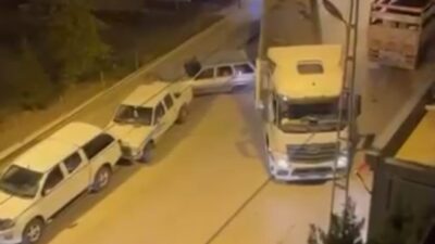 Ankara’da park halindeki otomobile çarparak kaçan tır sürücüsü cep telefonu