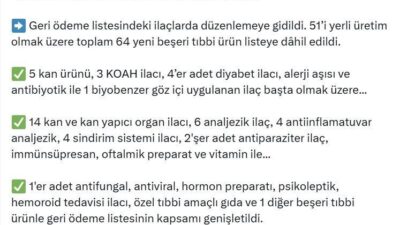 Sağlık Bakanı Kemal Memişoğlu, geri ödeme listesindeki ilaçlarda düzenlemeye gidildiğini