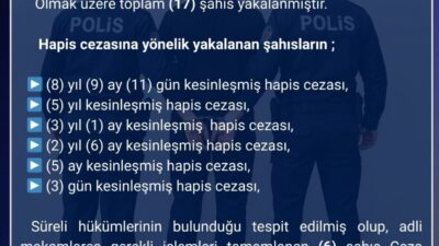 Bingöl’de polis ekipleri tarafından yapılan çalışmada, aranan 17 şüpheli yakalandı.
