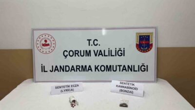 Çorum’un Alaca ilçesinde jandarma ekiplerinin yaptığı yol kontrol uygulamasında durdurulan