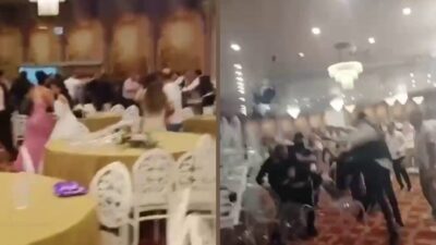 Adana’da düğünde davetliler arasında yaşanan uçan tekmeli kavga saniye saniye