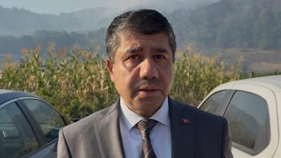 Düzce’de ormanlık alanda çıkan yangına ekiplerin havadan ve karadan müdahalesi