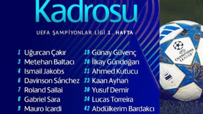 Galatasaray, UEFA Şampiyonlar Ligi ilk haftasında yarın deplasmanda oynayacağı Eintracht