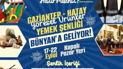 Kayseri’nin Bünyan ilçesinde Gaziantep-Hatay Yöresel Ürünler ve Yemek Şenliği düzenlenecek.