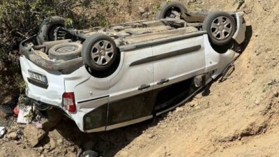 Adıyaman’ın Gölbaşı’nde hafif ticari aracın uçuruma yuvarlanması sonucu meydana gelen