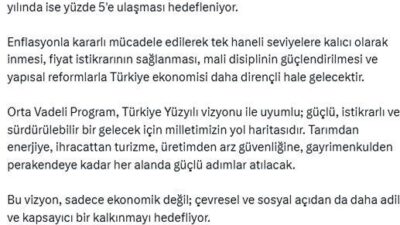 Cumhurbaşkanlığı İletişim Başkanı Burhanettin Duran, “Orta Vadeli Program, Türkiye Yüzyılı