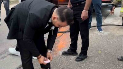 Karabük’ün Safranbolu ilçesinde itfaiye personeli Muhammet Uğur Doğan’ın düğün konvoyu,