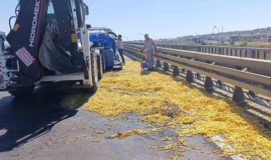 Antalya-Alanya D-400 Karayolun’da direksiyon hakimiyetini kaybeden kamyonet, bariyerlere çarptıktan sonra