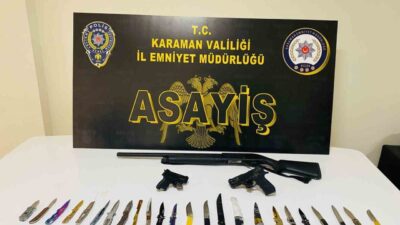 Karaman’da polisin yaptığı asayiş uygulamalarında uyuşturucu, kaçak tütün ve ruhsatsız