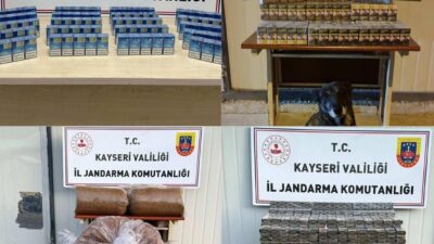 Kayseri’de jandarma ekipleri tarafından yapılan çalışmalarda 2 bin 375 paket