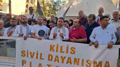 Kilis’te düzenlenen programla Gazze’ye destek çağrısı yapıldı. Kilis Şehitler Parkı’nda