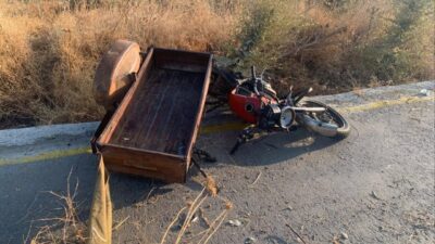 Manisa’nın Salihli ilçesinde kamyonet ile sepetli motosikletin çarpışması sonucu meydana