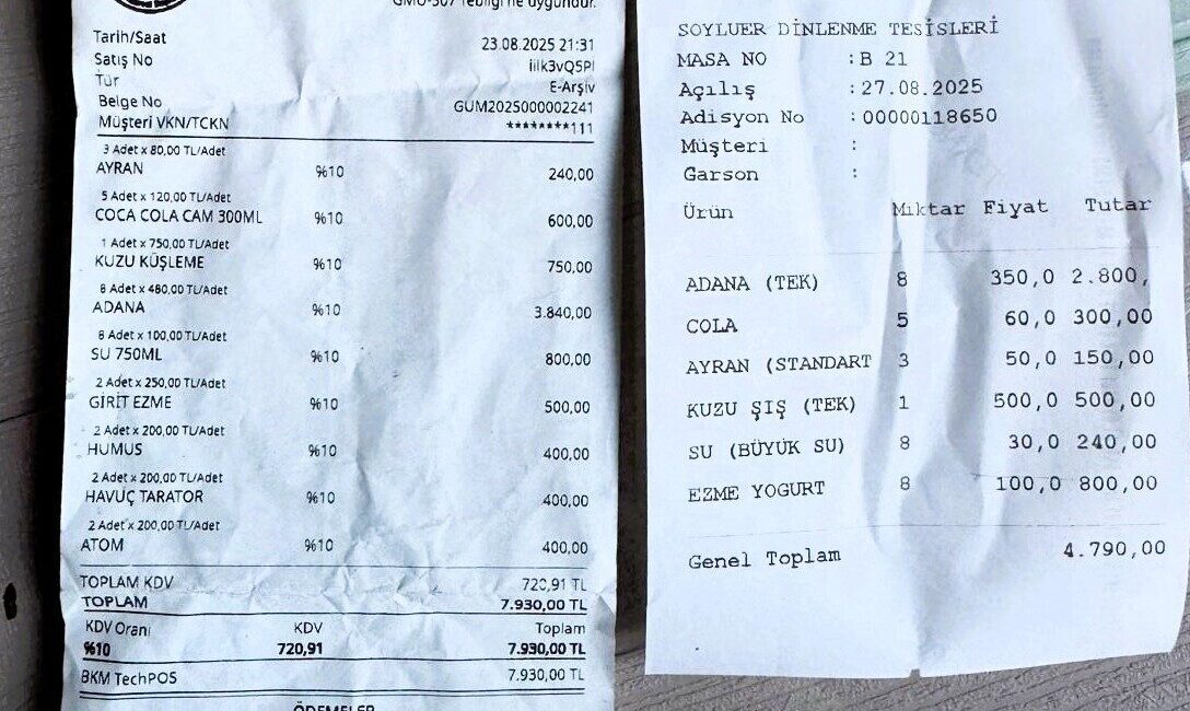 Merkezefendi Belediyesinden yemeği boğazda bırakan hesap DENİZLİ (İHA) – Merkezefendi Belediyesi Sosyal Tesislerinde 8 bin lira