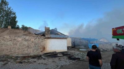 Erzurum’un Narman ilçesine bağlı Göllü Mahallesi’nde çıkan yangında 3 ev,