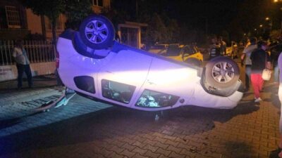 Aydın’ın Nazilli ilçesinde seyir halindeki bir otomobil cadde üzerinde takla