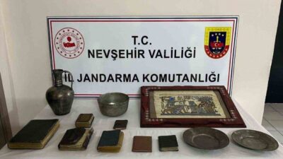 Nevşehir’de Jandarma ekipleri 12 parça tarihi eser ele geçirildi. Edinilen
