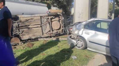 Adıyaman’da otomobille çarpışan araç takla atarak durabildi. Edinilen bilgilere göre,
