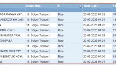 Rize’nin bir çok noktasına son 24 saatte 75 kg ve