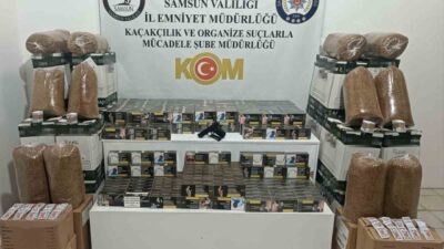 Samsun’da polis ekiplerince bir iş yeri ve depoya düzenlenen baskında