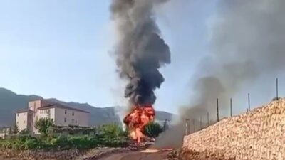 Şırnak’ın Gabar Dağı bölgesinde yol çalışması sırasında hasar gören petrol