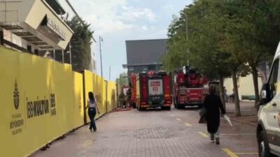 Şişli’de bulunan Cemal Reşit Rey Konser Salonu’nda kaynak makinesiyle çalışma