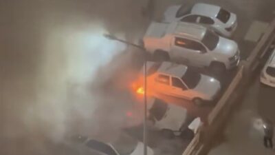 Şanlıurfa’nın Siverek ilçesinde park halindeki bir otomobil, çıkan yangında kullanılamaz