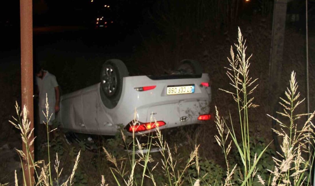 Takla atan araçtan burnu kanamadan çıktılar Antalya’nın Serik ilçesinde takla atan otomobilde bulunan sürücü ve yolcu,