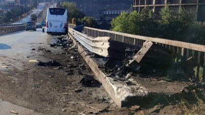 Karabük’te sabah saatlerinde meydana gelen trafik kazasında, yolcu otobüsünün köprü