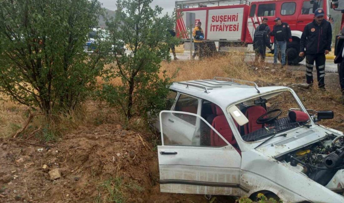 Sivas’ın Koyulhisar ilçesinde yoldan çıkan araç kaza yaptı, iki kişi