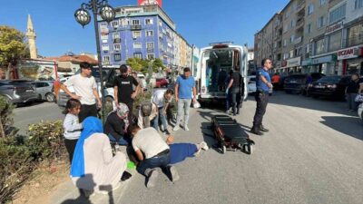 Karaman’da motosikletin çarptığı yaya kadın ile sürücü yaralandı. Kaza, Mansurdede