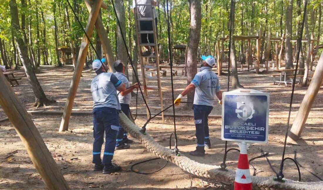 Ormanya’daki çocuk oyun alanlarına periyodik bakım Kocaeli Büyükşehir Belediyesi, Ormanya’daki çocuk oyun alanlarında rutin kontrol ve