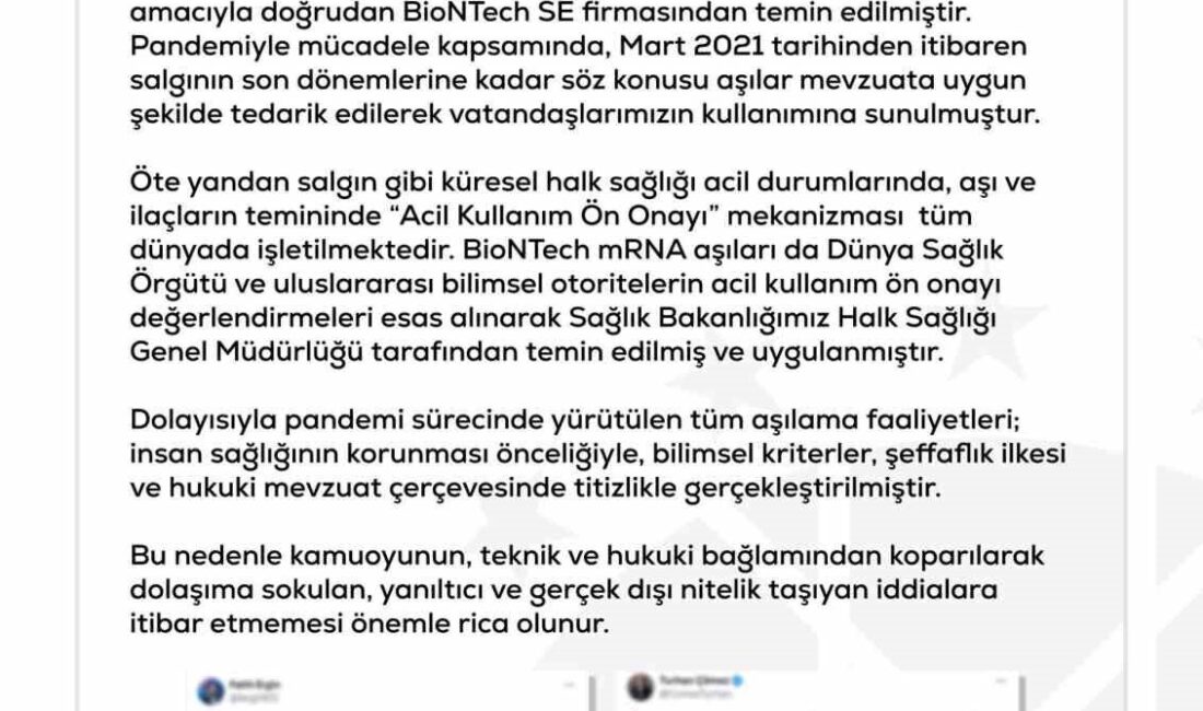 Dezenformasyonla Mücadele Merkezi (DMM), COVID-19 salgını sürecinde Türkiye’ye ’BioNTech aşısı