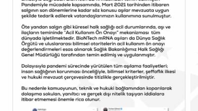 Dezenformasyonla Mücadele Merkezi (DMM), COVID-19 salgını sürecinde Türkiye’ye ’BioNTech aşısı