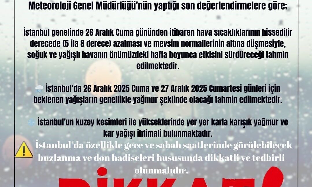 İstanbul Valiliği, cuma ve cumartesi günleri kentin kuzey kesimleri ile