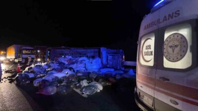 Kuzey Marmara Otoyolu’nun Çekmeköy mevkiinde iddiaya göre bir tırın arkadan