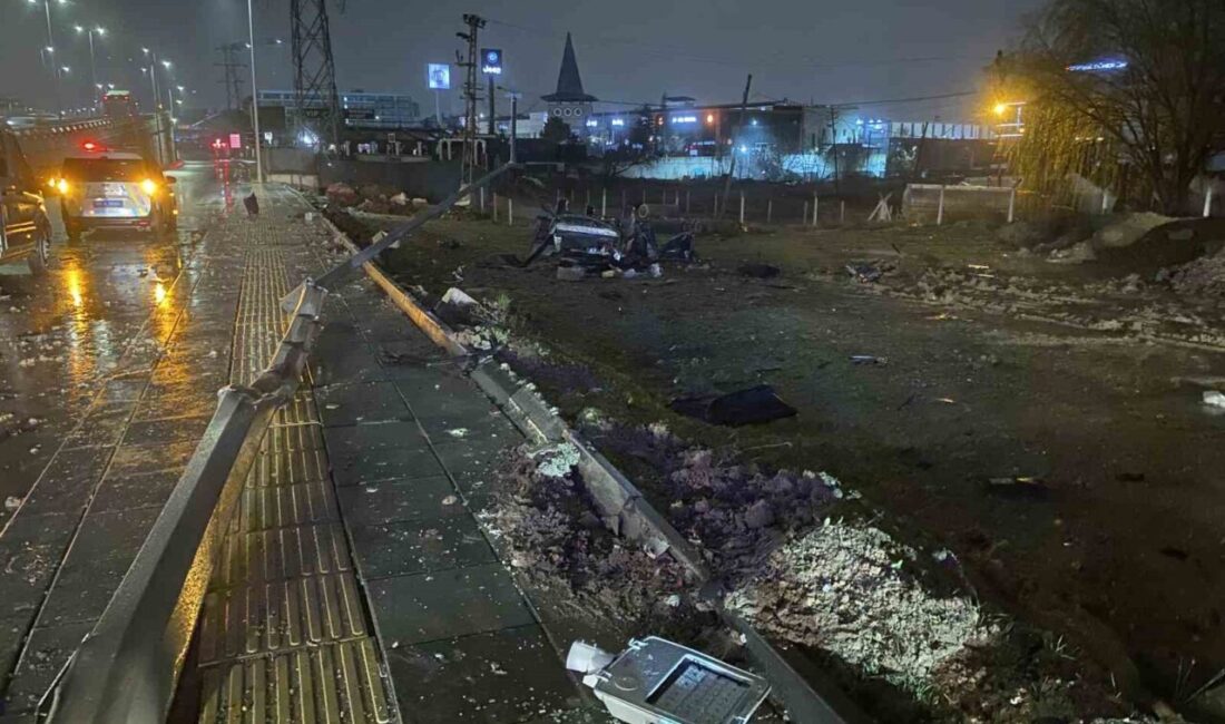 Ankara’nın Yenimahalle ilçesinde otomobil sürücüsü, önce yol ayrımındaki bariyere ardından