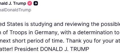 ABD Başkanı Donald Trump, Almanya’daki ABD askerlerinin sayısını azaltmayı düşündüklerini