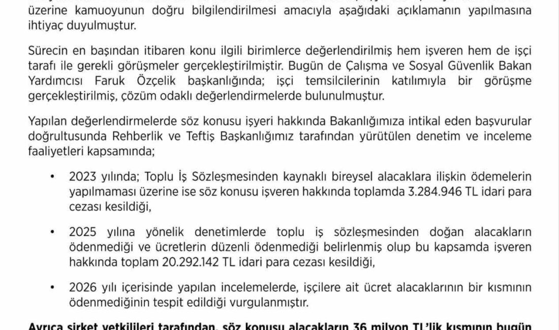 Çalışma ve Sosyal Güvenlik Bakanlığından, maaşlarını alamadıkları için Eskişehir’den Ankara’ya
