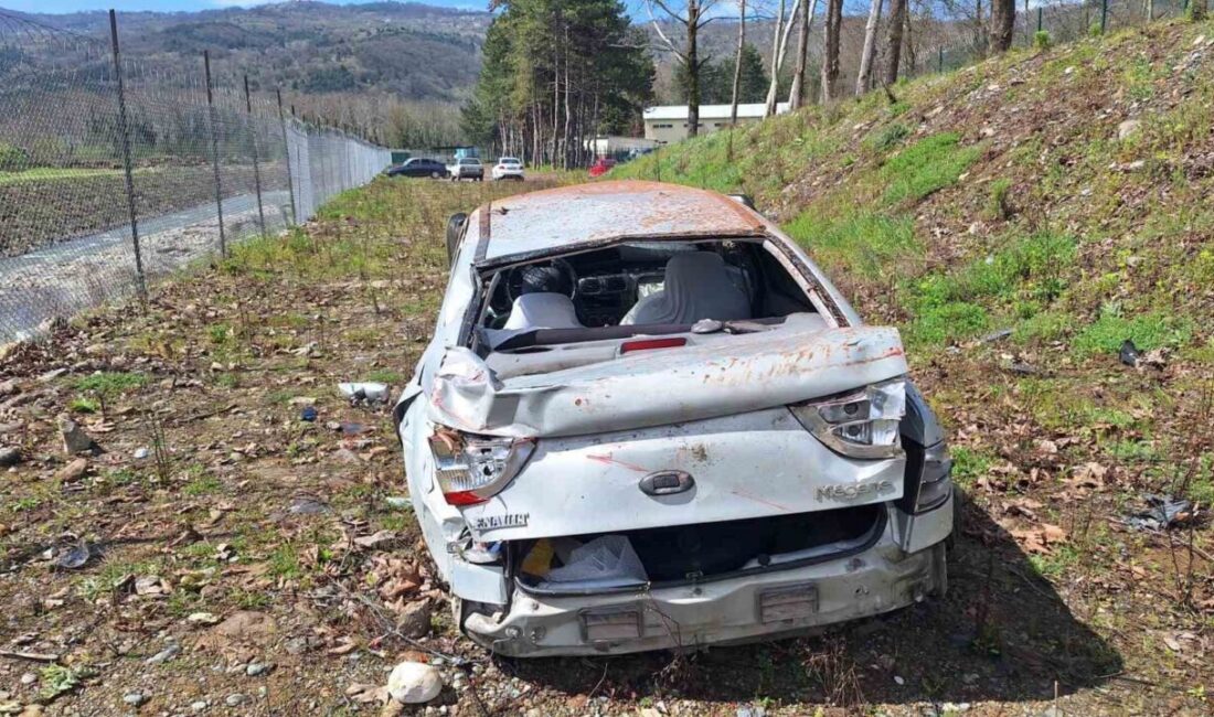Zonguldak-Ankara karayolunda sürücüsünün direksiyon hakimiyetini kaybettiği otomobil cezaevinin bahçesine uçtu.