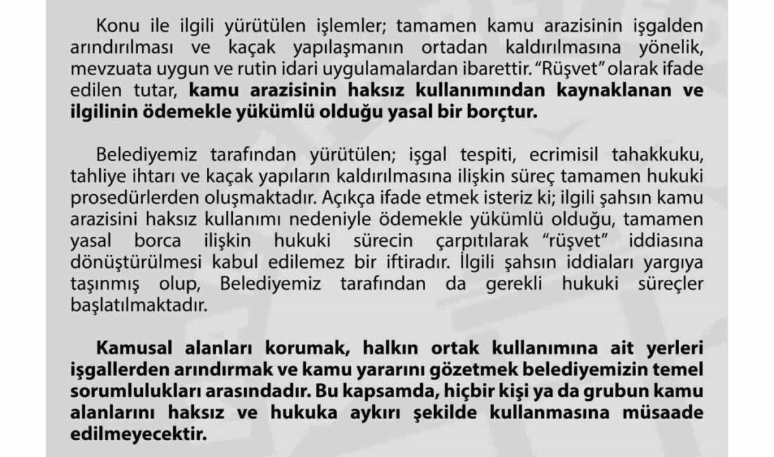 Maltepe Belediyesinden, mülkiyeti belediyeye ait olan bir arsa için ortaya