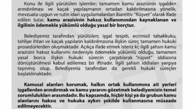 Maltepe Belediyesinden, mülkiyeti belediyeye ait olan bir arsa için ortaya