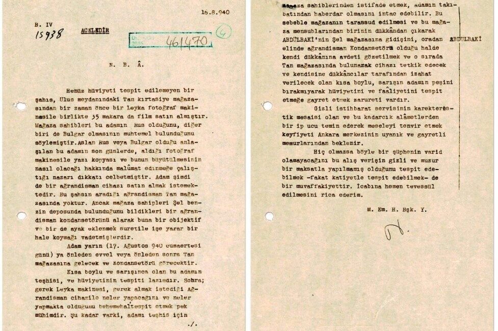 Milli İstihbarat Teşkilatı (MİT) resmi sitesi üzerinden 1940 yılına ait