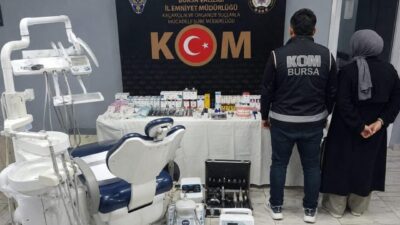 Bursa’nın İnegöl ilçesinde KOM polis ekiplerince sahte diş muayenesine düzenlenen
