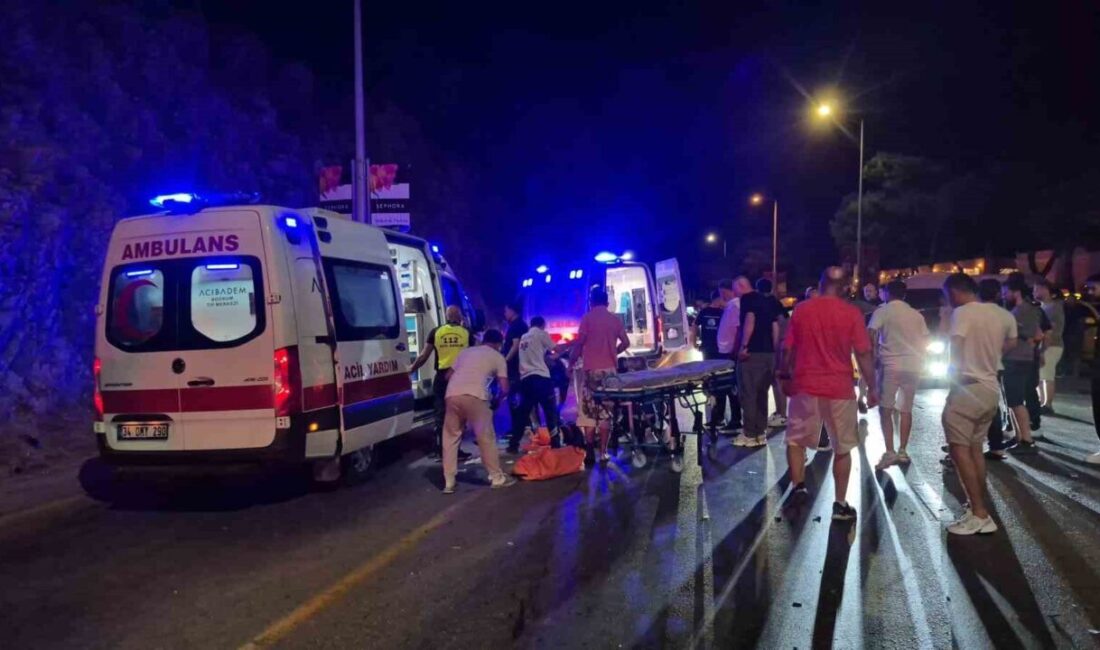 Muğla’nın Bodrum ilçesinde ticari taksinin motosiklete çarpması sonucu meydana gelen