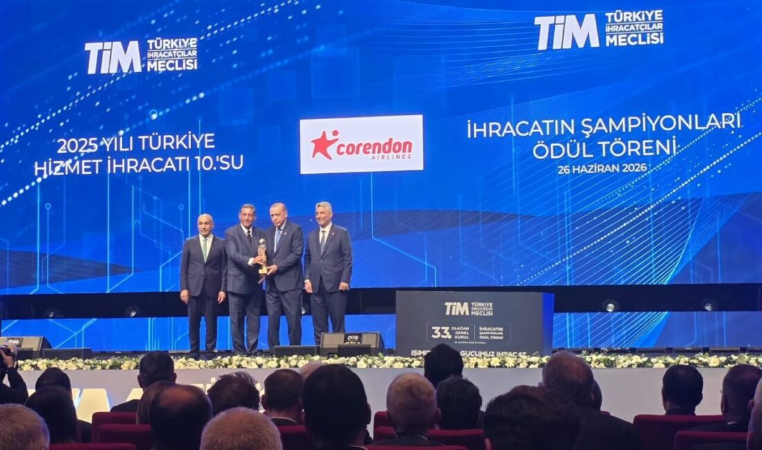 Corendon Airlines, İhracatın Şampiyonları Ödül Töreni’nde, “Türkiye’nin İlk 1000 İhracatçısı”