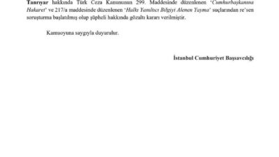 İstanbul Cumhuriyet Başsavcılığı, sosyal medya paylaşımları nedeniyle Tamar Tanrıyar hakkında